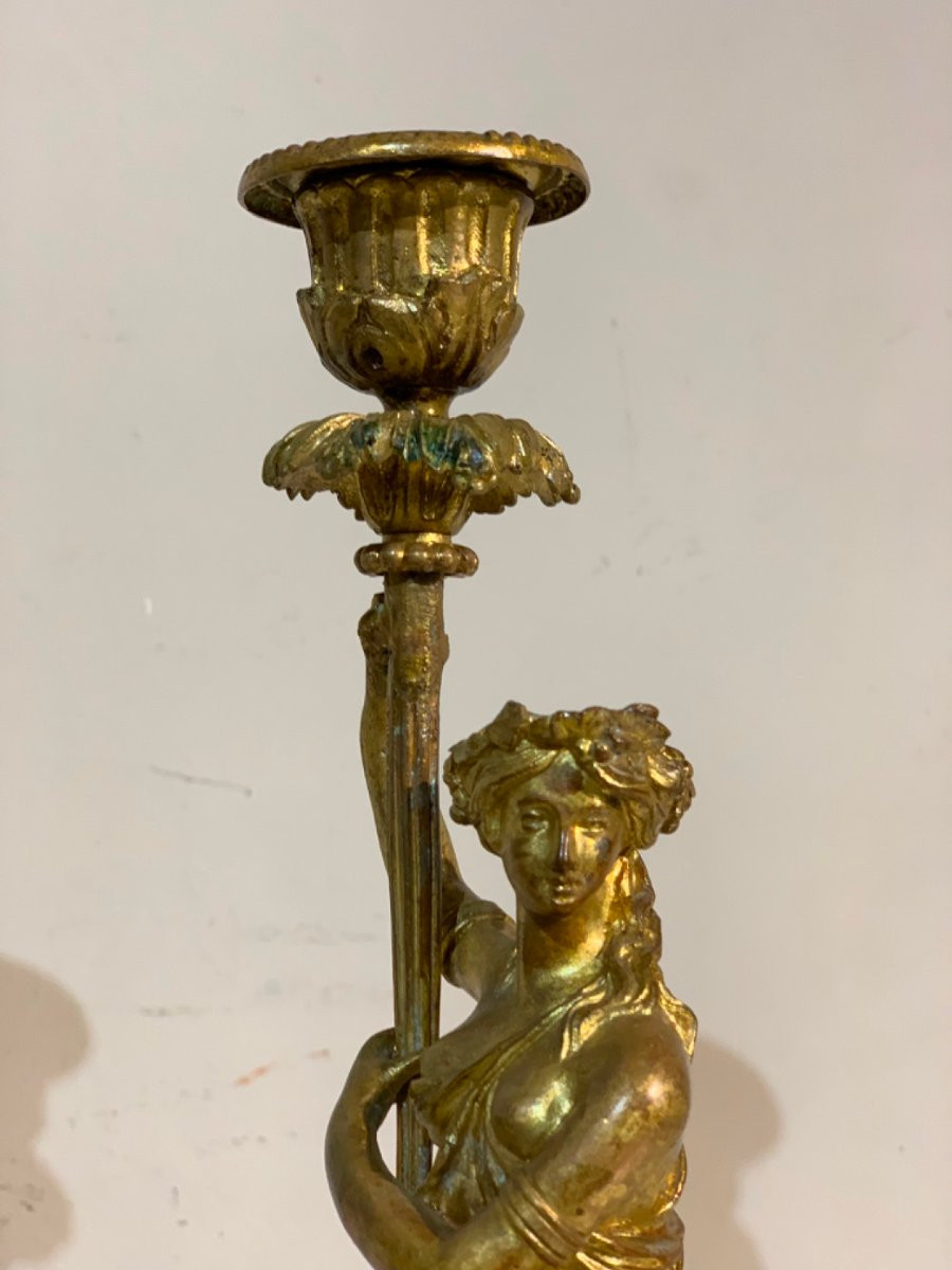 COPPIA DI CANDELABRI CON VESTALI META' DEL XIX SECOLO-photo-5