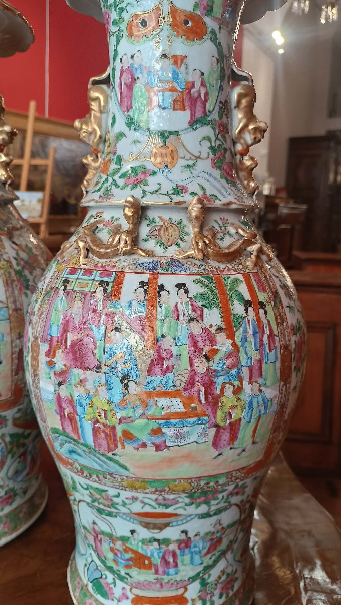 COPPIA DI GRANDI VASI CANTON CINA FINE XIX-INIZI XX SECOLO -photo-4
