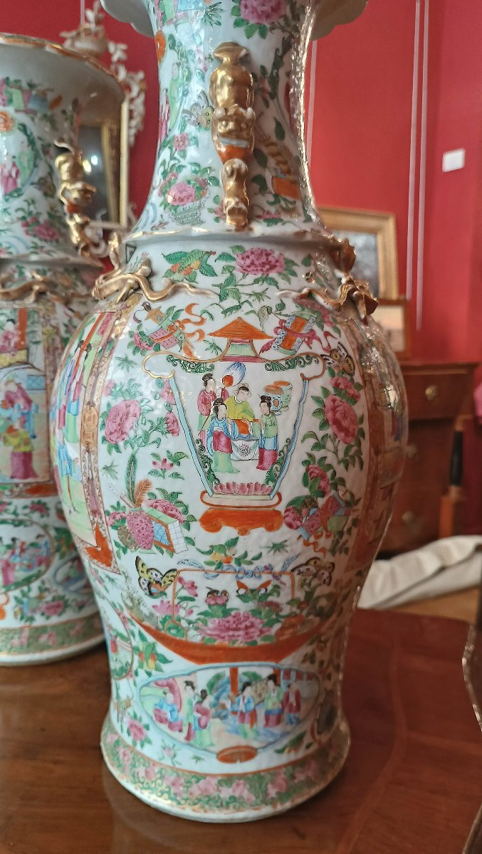 COPPIA DI GRANDI VASI CANTON CINA FINE XIX-INIZI XX SECOLO -photo-2