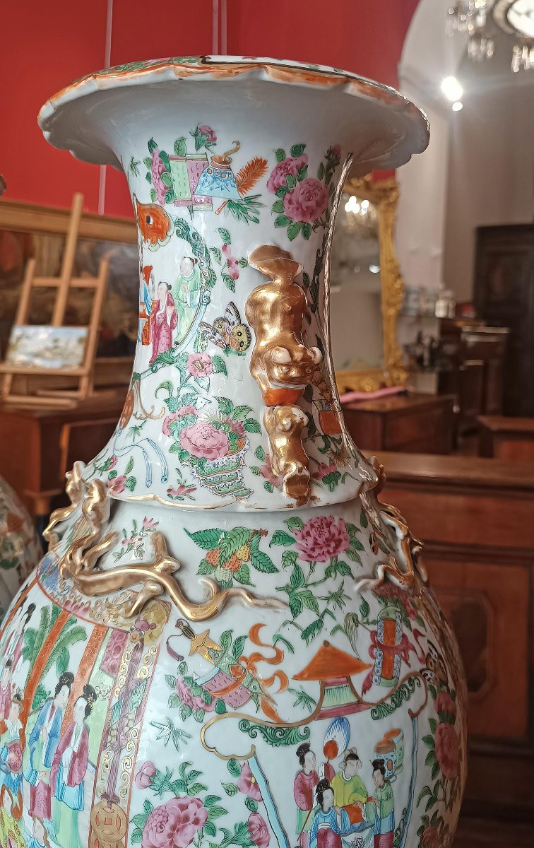 COPPIA DI GRANDI VASI CANTON CINA FINE XIX-INIZI XX SECOLO -photo-3