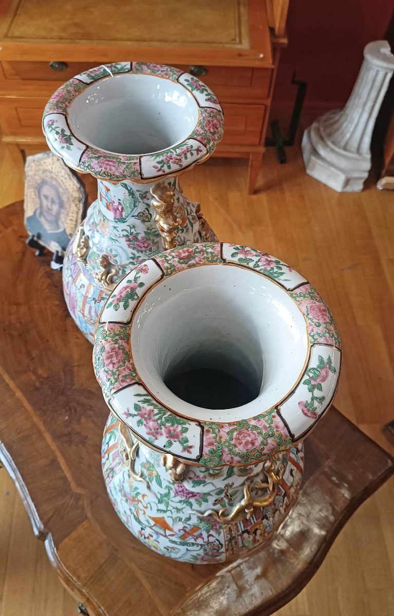 COPPIA DI GRANDI VASI CANTON CINA FINE XIX-INIZI XX SECOLO -photo-4