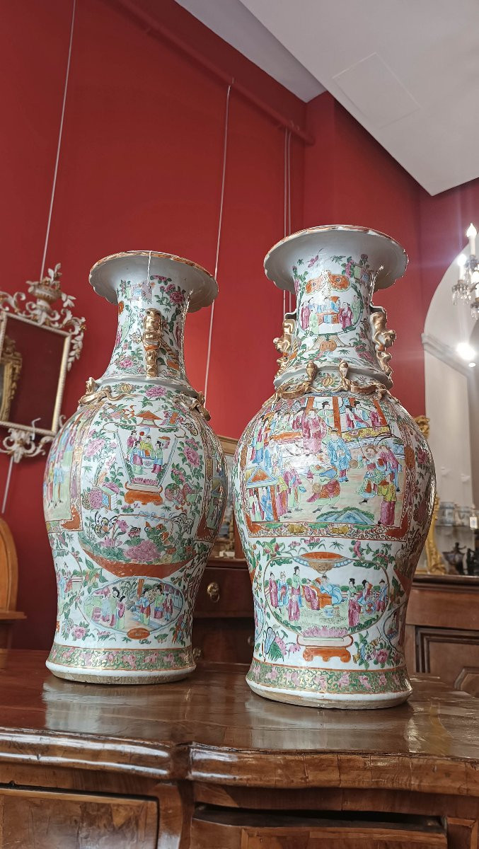 COPPIA DI GRANDI VASI CANTON CINA FINE XIX-INIZI XX SECOLO -photo-6