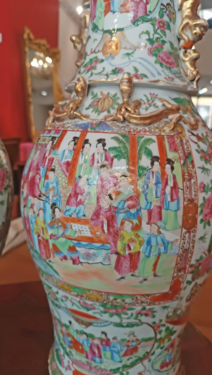 COPPIA DI GRANDI VASI CANTON CINA FINE XIX-INIZI XX SECOLO -photo-7