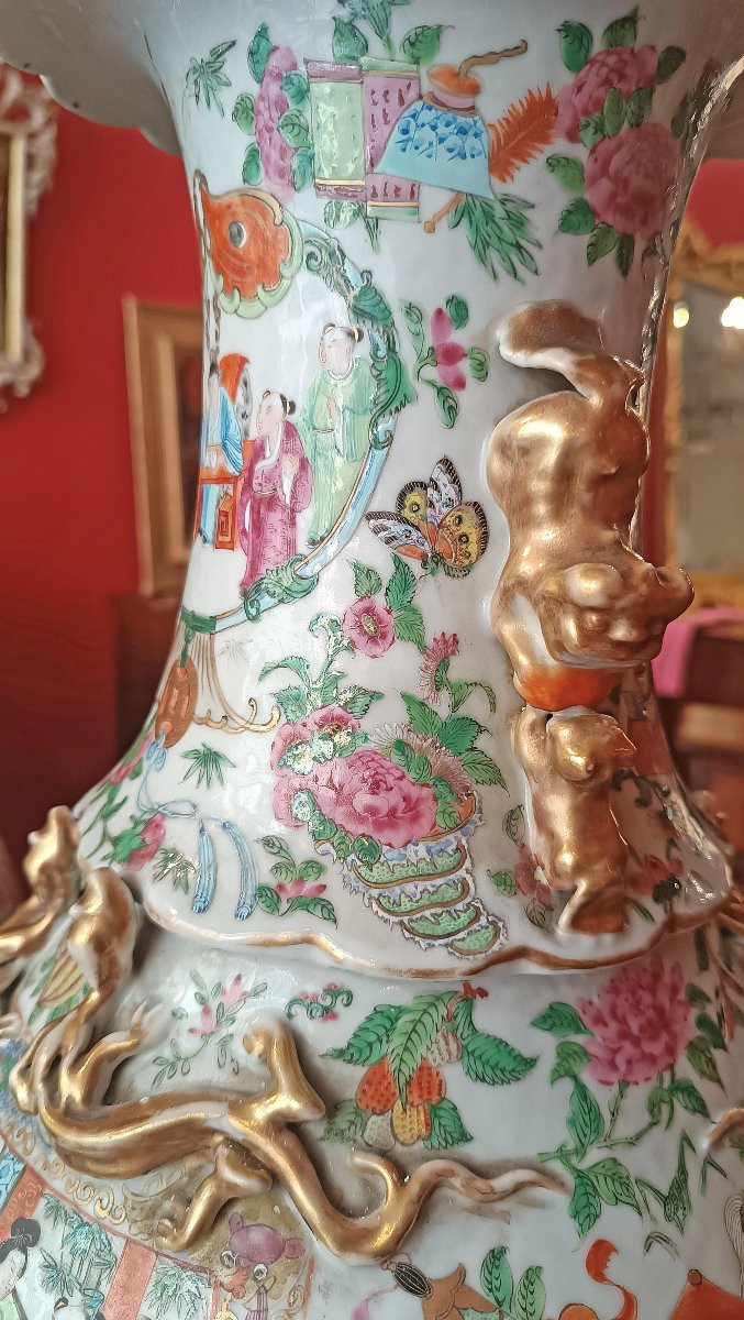 COPPIA DI GRANDI VASI CANTON CINA FINE XIX-INIZI XX SECOLO -photo-8