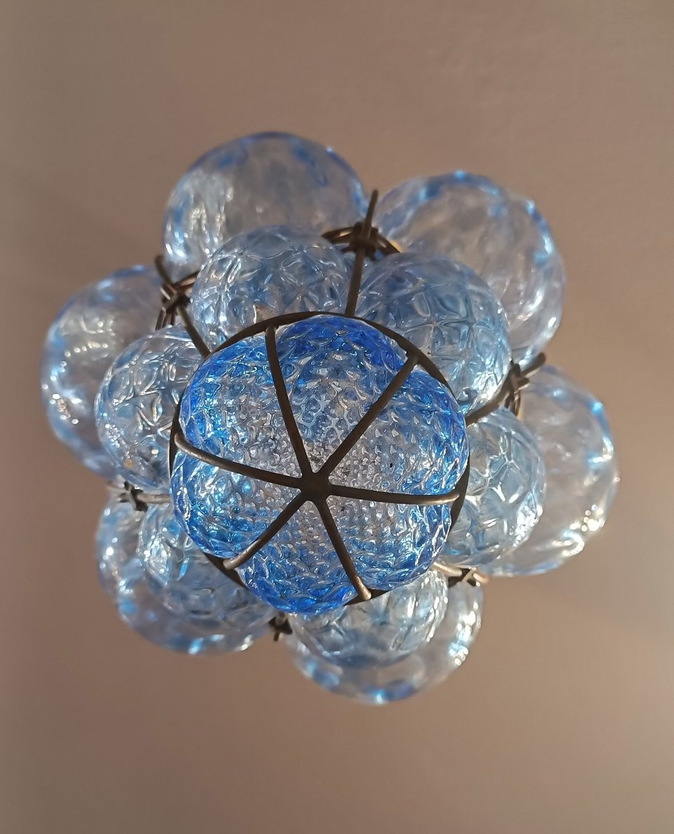LAMPADA IN VETRO BLU DI MURANO PRIMI DEL XX SECOLO-photo-1