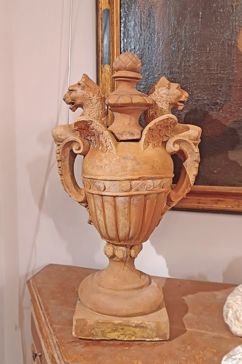 COPPIA DI VASI IN TERRACOTTA NEOCLASSICI FINE DEL XVIII SECOLO-photo-2