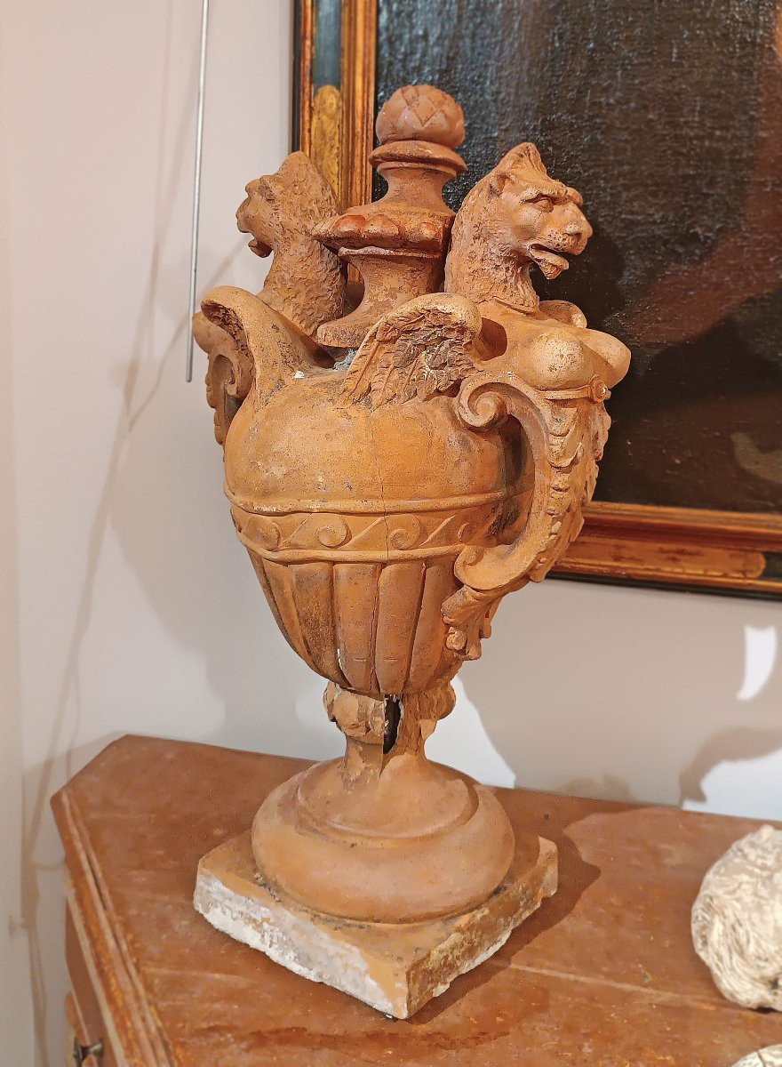 COPPIA DI VASI IN TERRACOTTA NEOCLASSICI FINE DEL XVIII SECOLO-photo-3
