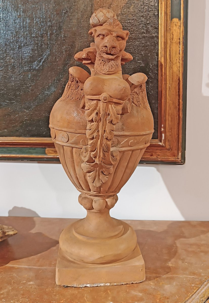 COPPIA DI VASI IN TERRACOTTA NEOCLASSICI FINE DEL XVIII SECOLO-photo-1
