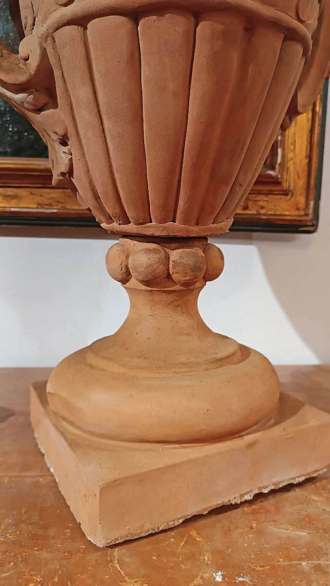 COPPIA DI VASI IN TERRACOTTA NEOCLASSICI FINE DEL XVIII SECOLO-photo-3