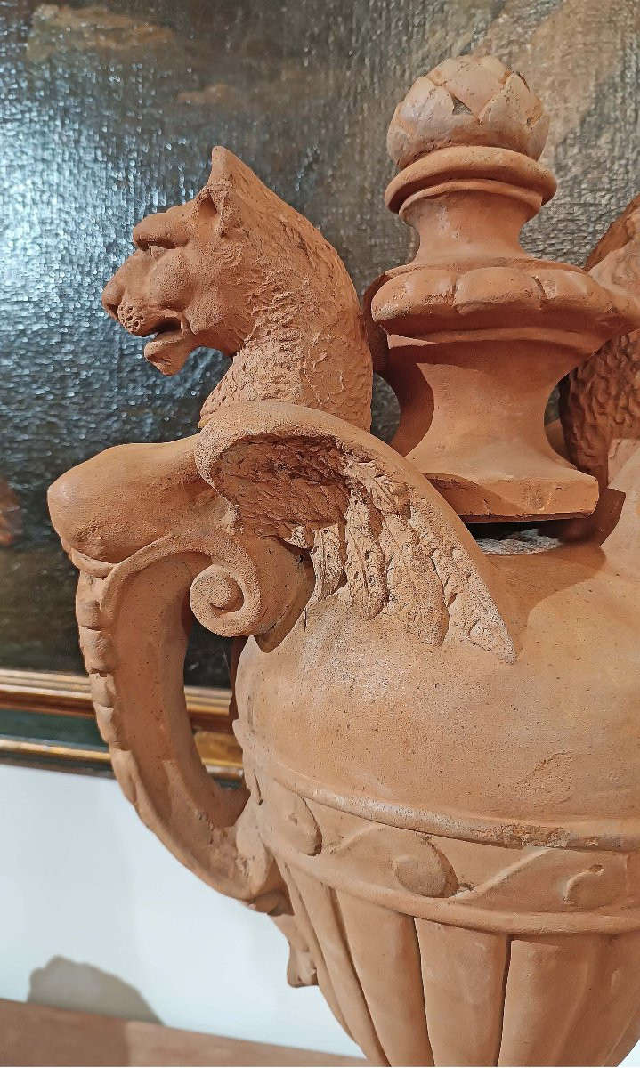 COPPIA DI VASI IN TERRACOTTA NEOCLASSICI FINE DEL XVIII SECOLO-photo-6