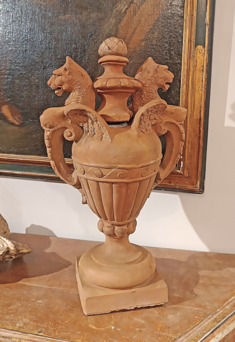 COPPIA DI VASI IN TERRACOTTA NEOCLASSICI FINE DEL XVIII SECOLO-photo-8
