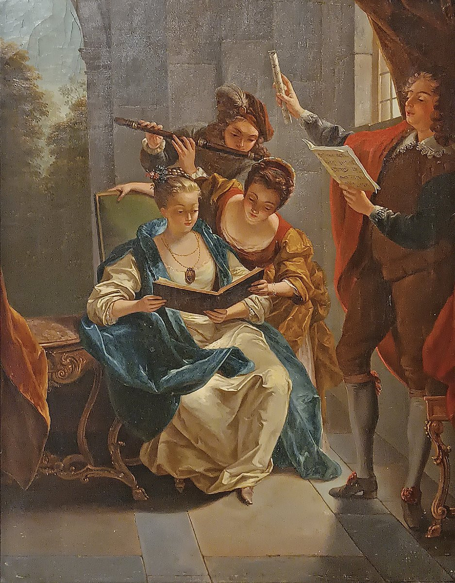 DIPINTO CON PICCOLO CONCERTO META’ XIX SECOLO -photo-2