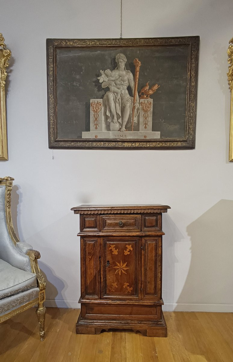PICCOLA CREDENZA IN NOCE CON INTARSI SECONDA META’ XVI SECOLO -photo-7