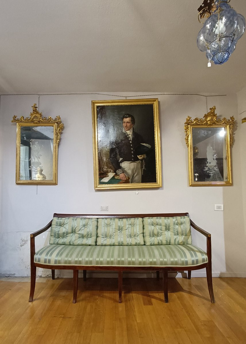 DIVANO IN NOCE NEOCLASSICO FINE DEL XVIII SECOLO-photo-6