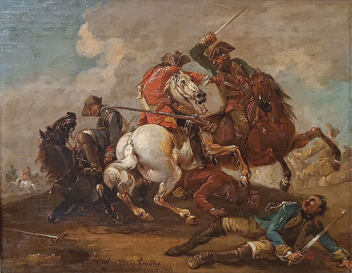 DIPINTO CON SCENA DI BATTAGLIA FINE DEL XVIII SECOLO -photo-2