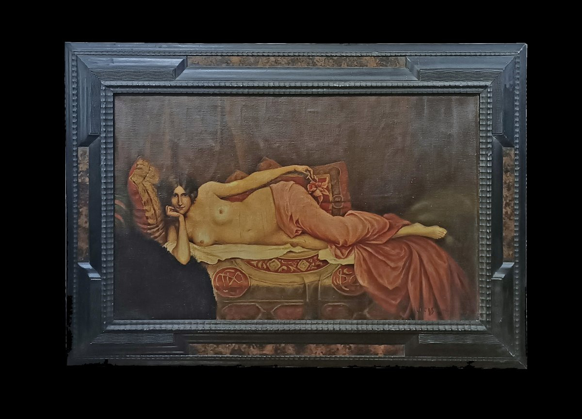 DIPINTO CON NUDO FEMMINILE LIBERTY FINE XIX SECOLO-photo-2