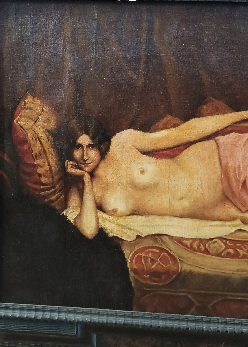 DIPINTO CON NUDO FEMMINILE LIBERTY FINE XIX SECOLO-photo-3