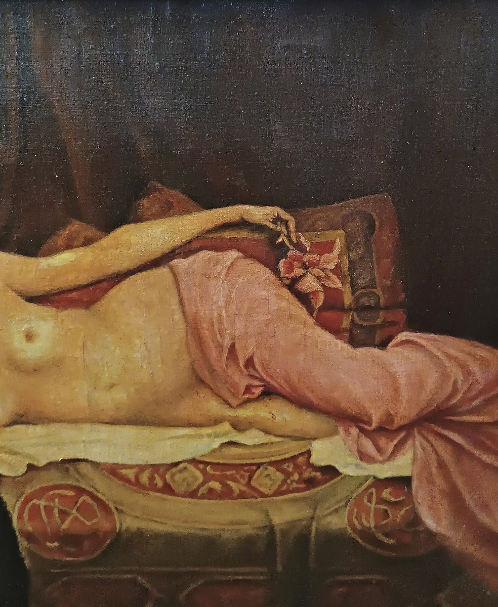 DIPINTO CON NUDO FEMMINILE LIBERTY FINE XIX SECOLO-photo-4