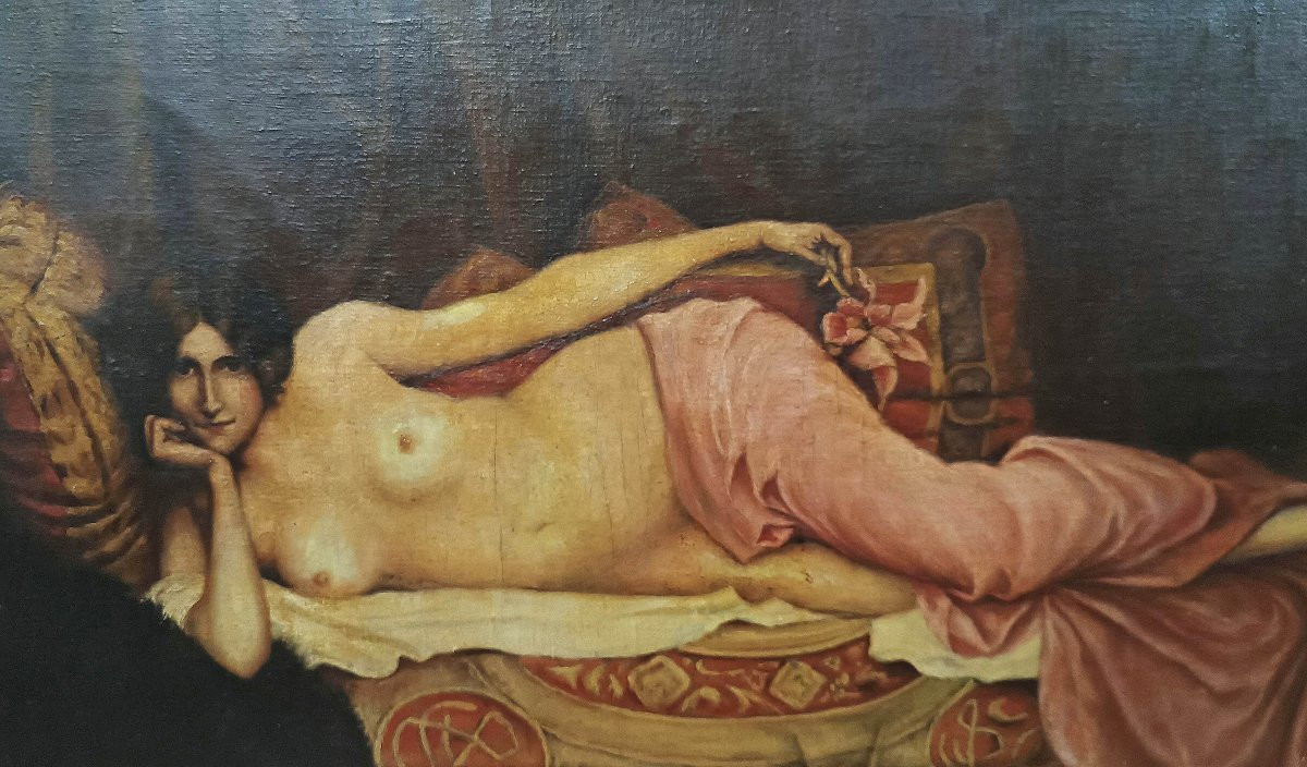DIPINTO CON NUDO FEMMINILE LIBERTY FINE XIX SECOLO-photo-2