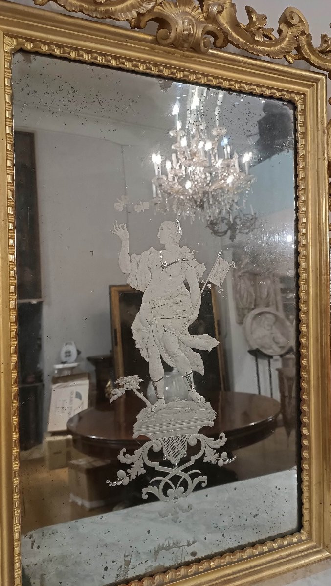 COPPIA DI SPECCHIERE NEOCLASSICHE CON VETRO INCISO FINE XVIII SECOLO-photo-4