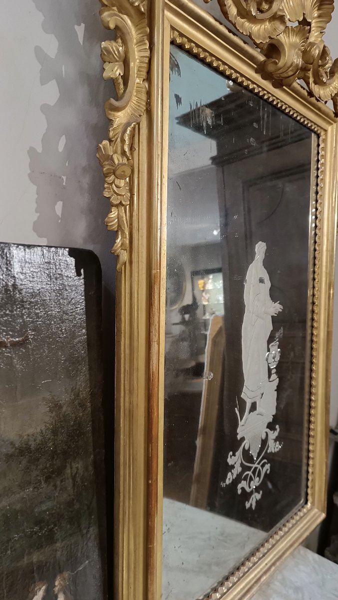 COPPIA DI SPECCHIERE NEOCLASSICHE CON VETRO INCISO FINE XVIII SECOLO-photo-7