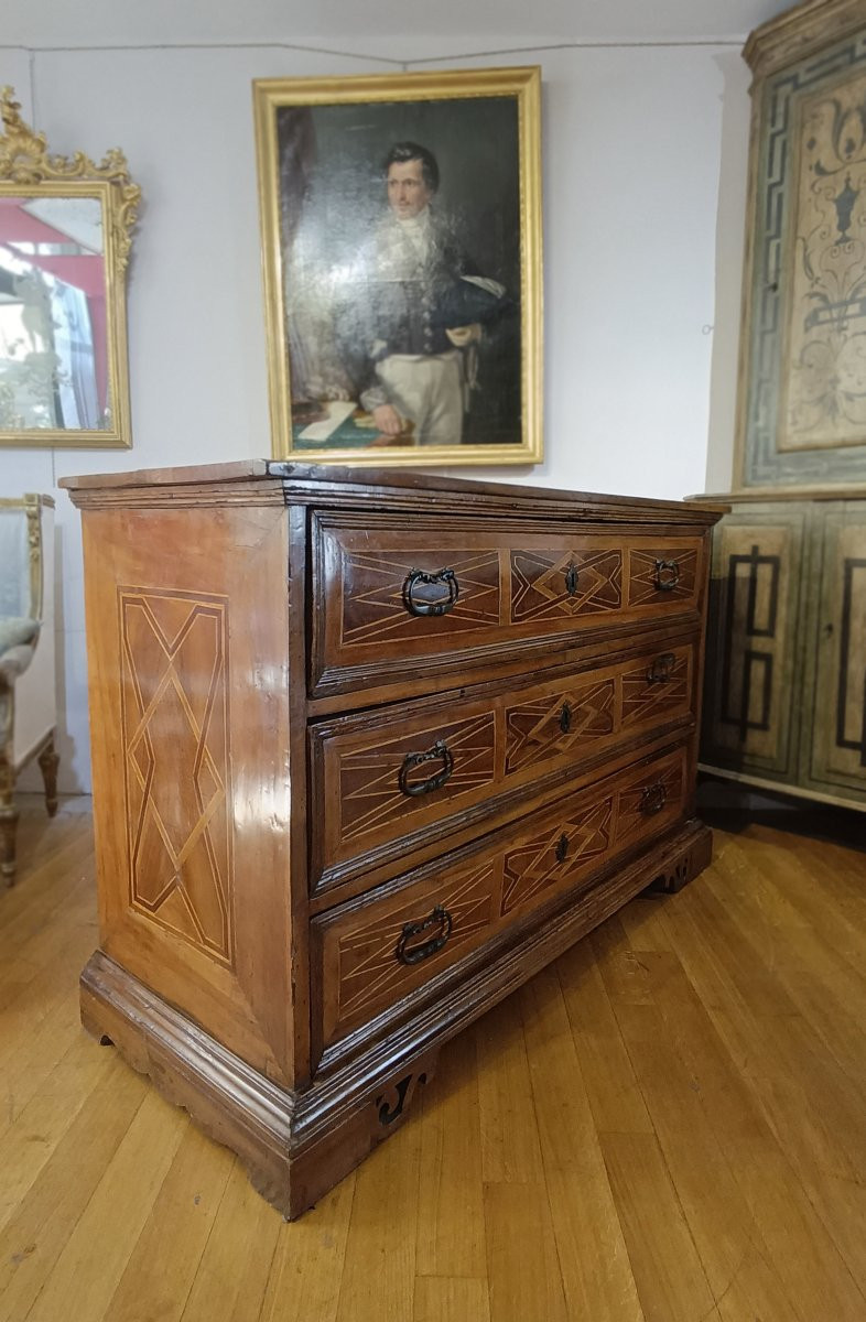 CASSETTONE IN NOCE CON INTARSI LUIGI XIV FINE DEL XVII SECOLO-photo-2