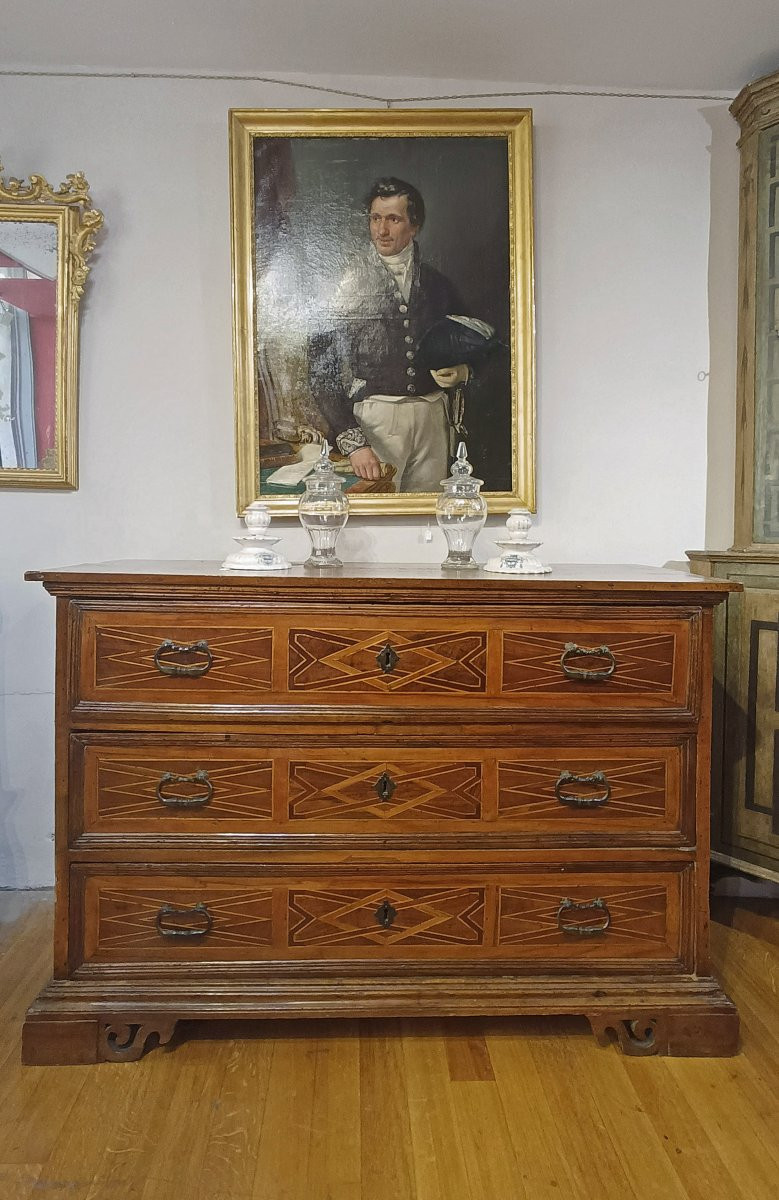 CASSETTONE IN NOCE CON INTARSI LUIGI XIV FINE DEL XVII SECOLO-photo-6