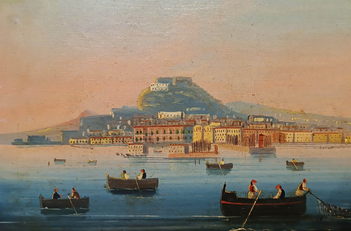 COPPIA DI DIPINTI CON GOLFO DI NAPOLI META’ XIX SECOLO-photo-4