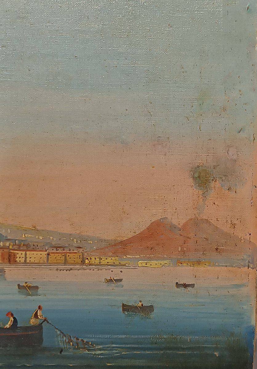 COPPIA DI DIPINTI CON GOLFO DI NAPOLI META’ XIX SECOLO-photo-1