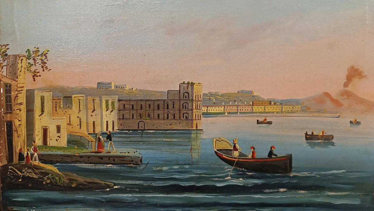 COPPIA DI DIPINTI CON GOLFO DI NAPOLI META’ XIX SECOLO-photo-3