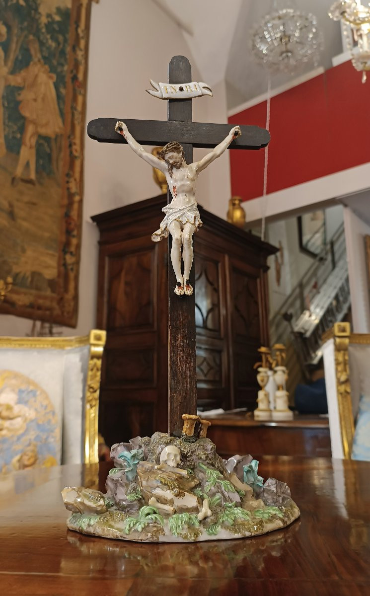 CROCIFISSO IN PORCELLANA DI MEISSEN SECONDA META’ XVIII SECOLO-photo-6