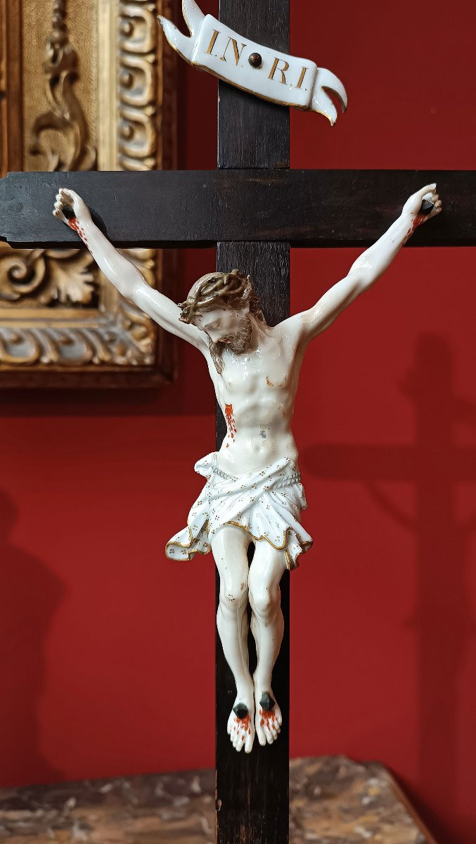 CROCIFISSO IN PORCELLANA DI MEISSEN SECONDA META’ XVIII SECOLO-photo-7