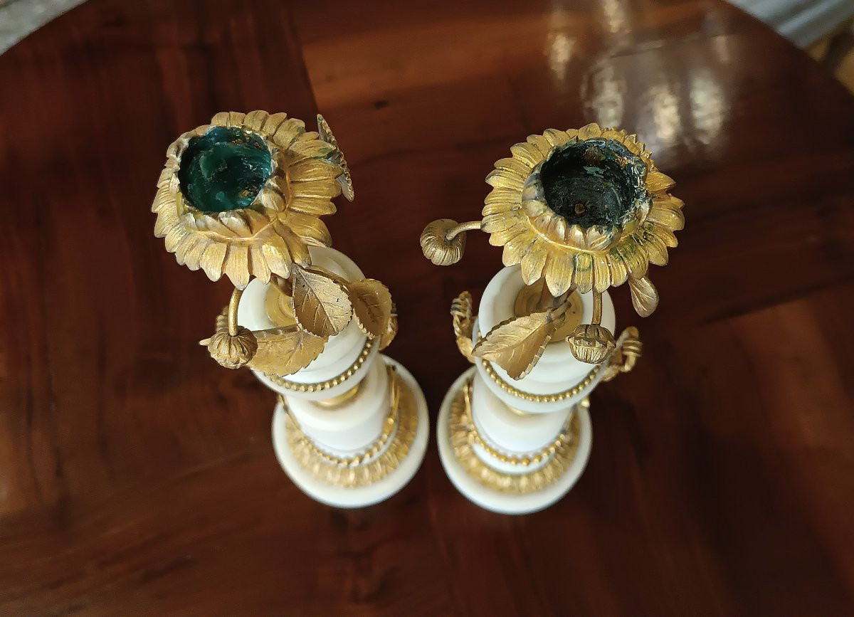 COPPIA DI CANDELIERI NEOCLASSICI FINE DEL XVIII SECOLO -photo-4