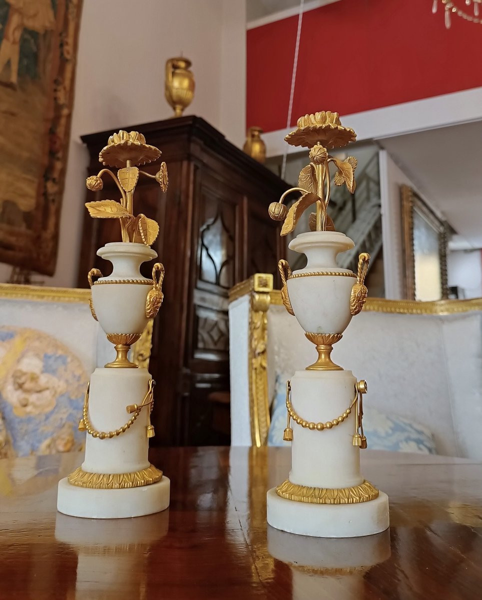 COPPIA DI CANDELIERI NEOCLASSICI FINE DEL XVIII SECOLO -photo-6