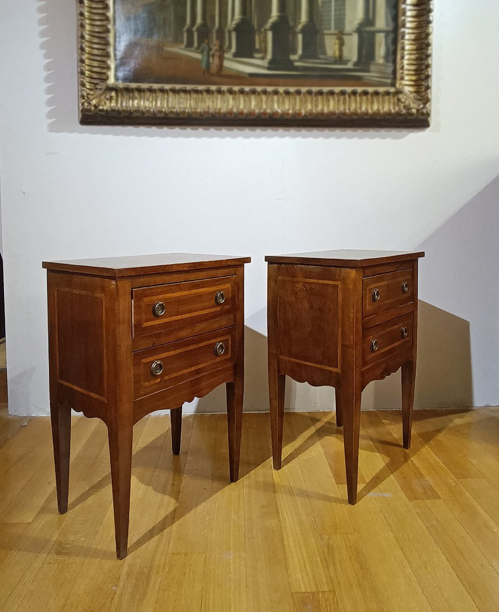 COPPIA DI COMODINI IN STILE NEOCLASSICO PRIMA META’ DEL XIX SECOLO-photo-2