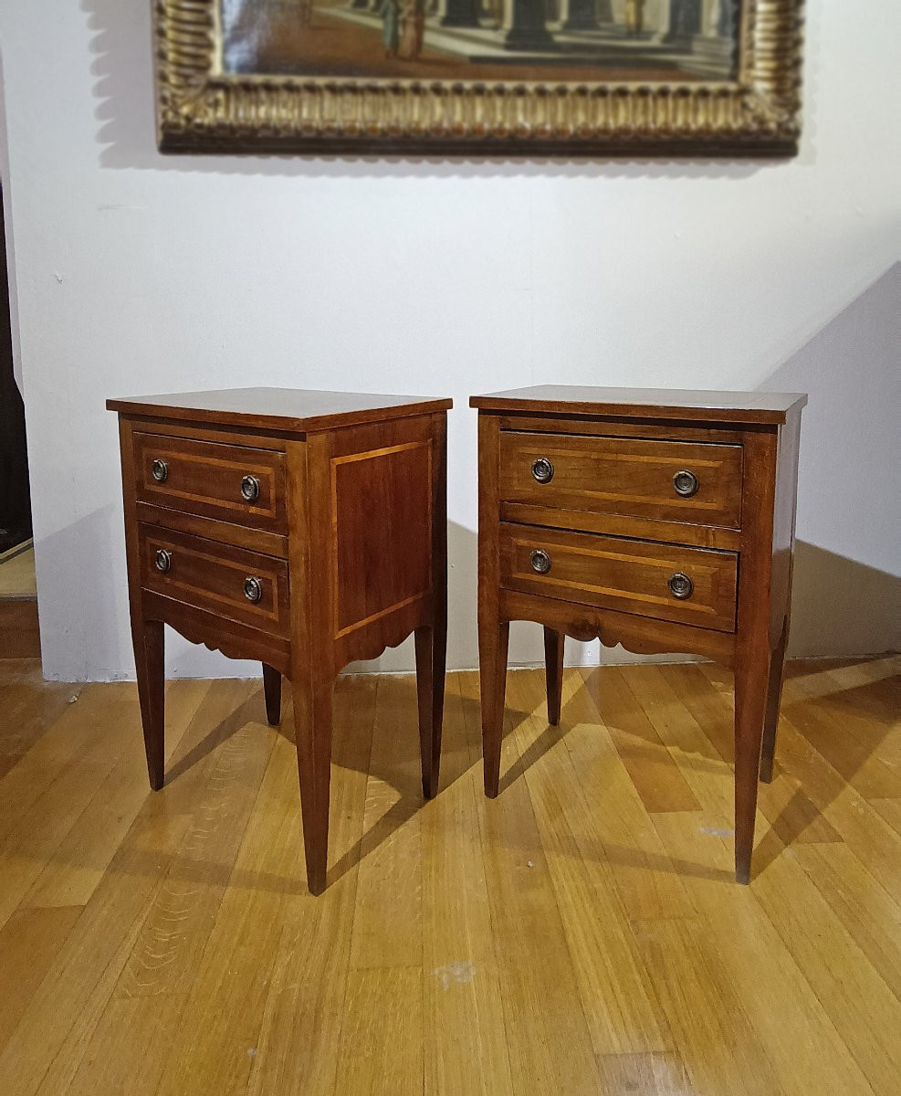 COPPIA DI COMODINI IN STILE NEOCLASSICO PRIMA META’ DEL XIX SECOLO-photo-3