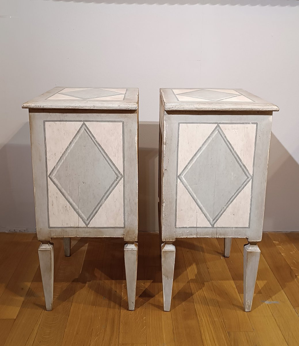 COPPIA DI COMODINI NEOCLASSICI DIPINTI INIZI XIX SECOLO-photo-2