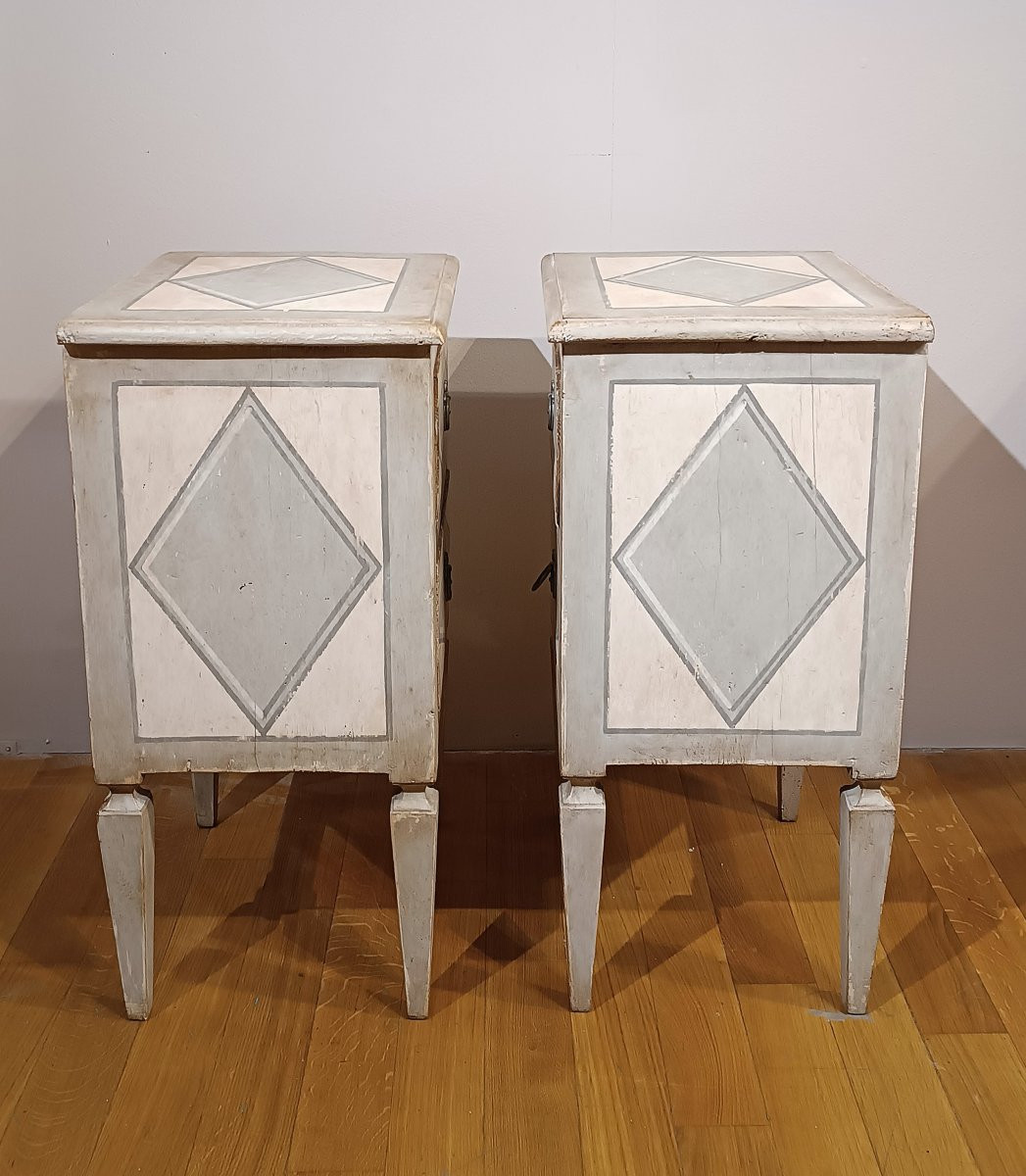 COPPIA DI COMODINI NEOCLASSICI DIPINTI INIZI XIX SECOLO-photo-3