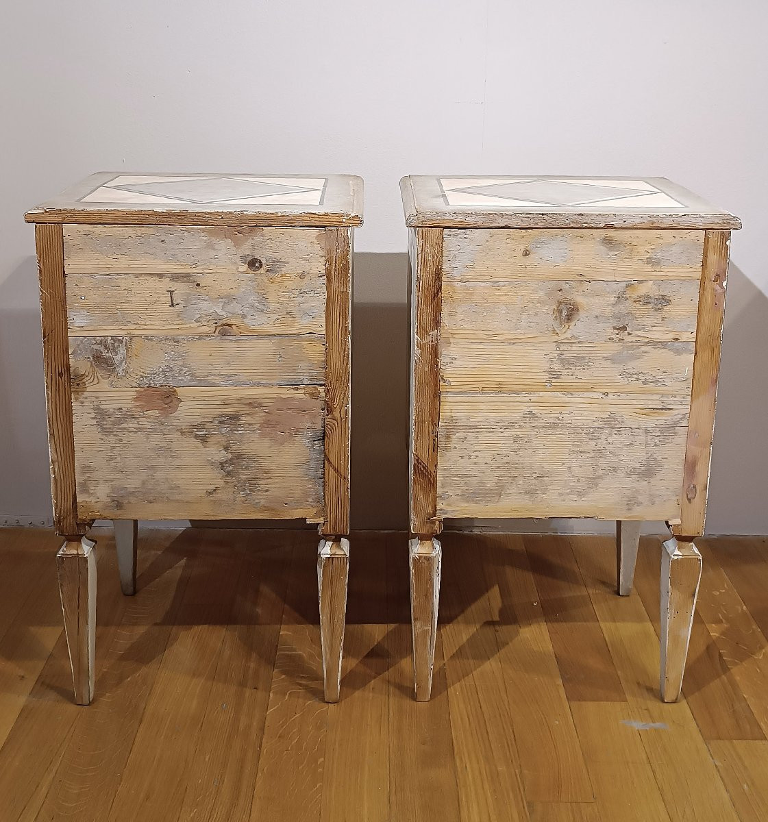 COPPIA DI COMODINI NEOCLASSICI DIPINTI INIZI XIX SECOLO-photo-4