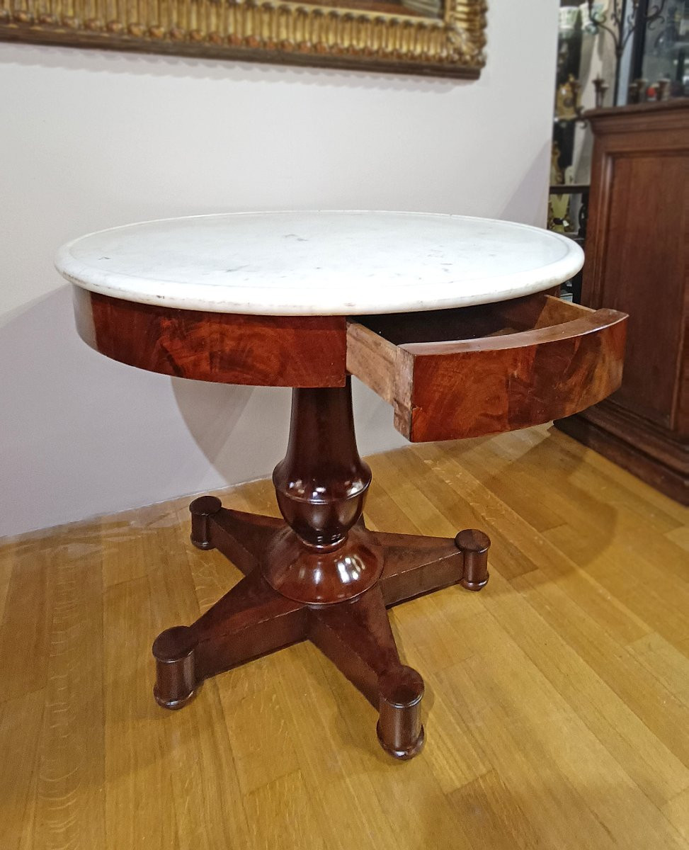 TAVOLO ROTONDO IN MOGANO PRIMA META' DEL XIX SECOLO-photo-2