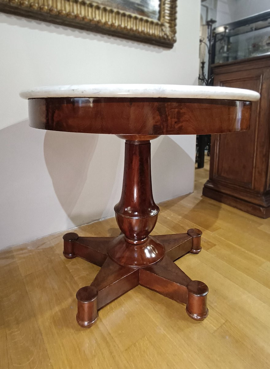 TAVOLO ROTONDO IN MOGANO PRIMA META' DEL XIX SECOLO-photo-4