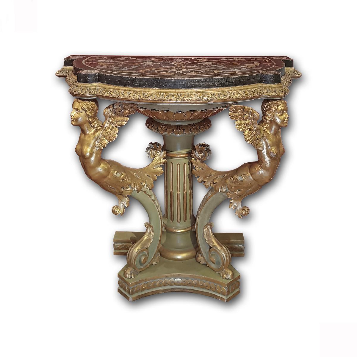 CONSOLLE IMPERO DORATA E DIPINTA PRIMI DEL XIX SECOLO