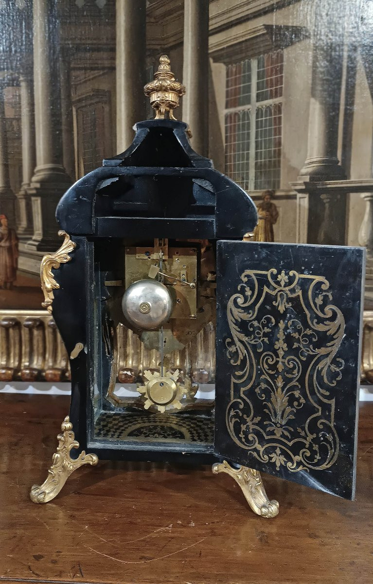OROLOGIO STILE LUIGI XV IN BRONZO DORATO E INTARSI META’ DEL XIX SECOLO -photo-4