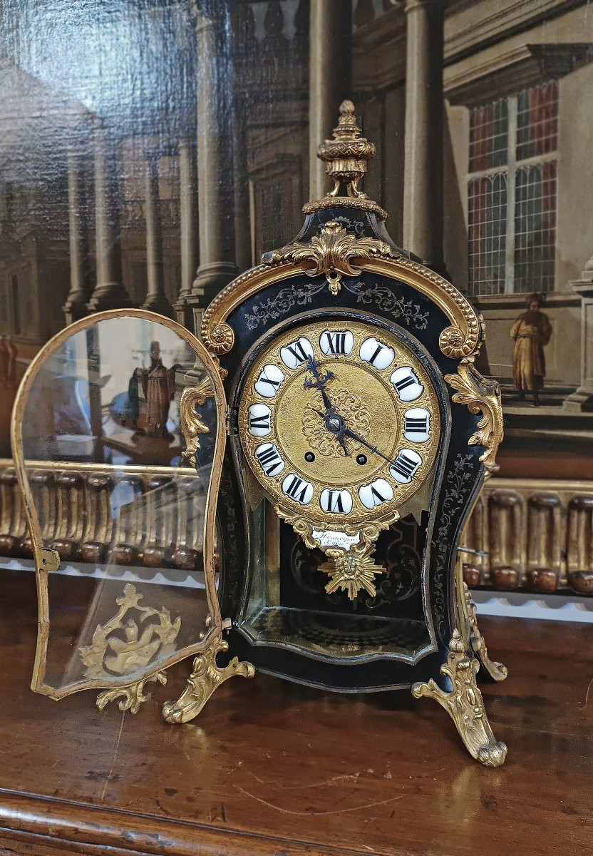 OROLOGIO STILE LUIGI XV IN BRONZO DORATO E INTARSI META’ DEL XIX SECOLO -photo-1