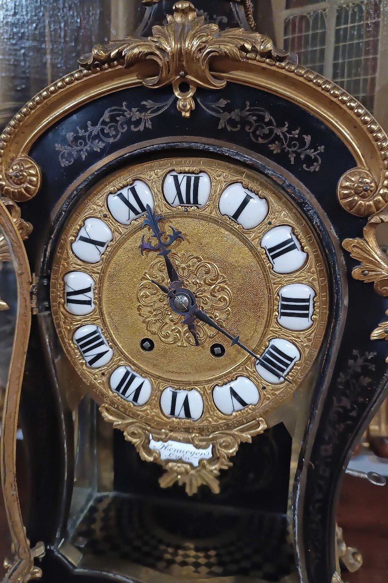 OROLOGIO STILE LUIGI XV IN BRONZO DORATO E INTARSI META’ DEL XIX SECOLO -photo-2