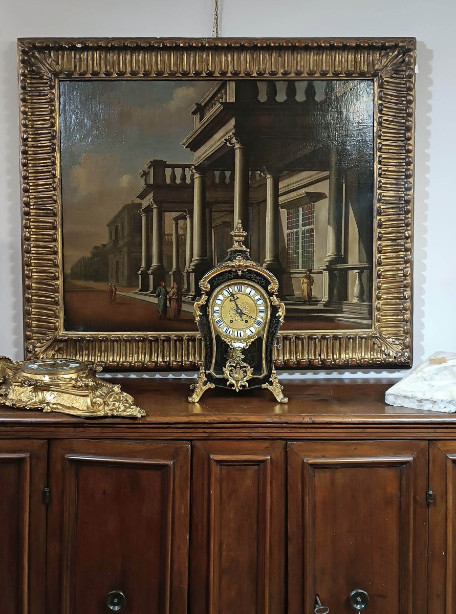 OROLOGIO STILE LUIGI XV IN BRONZO DORATO E INTARSI META’ DEL XIX SECOLO -photo-6