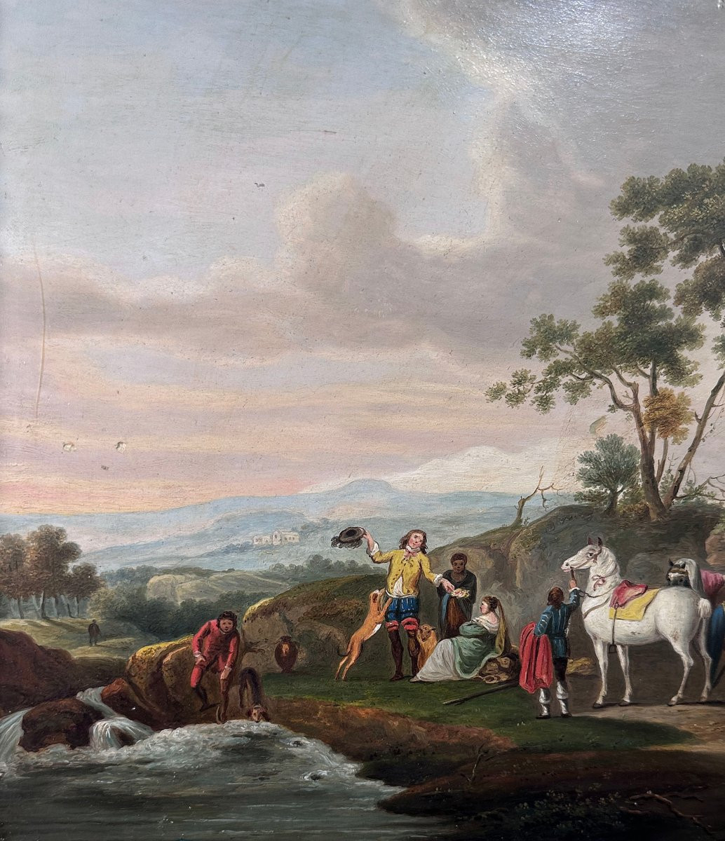 DIPINTO CON SCENA CAMPESTRE PRIMI DEL XIX SECOLO-photo-3