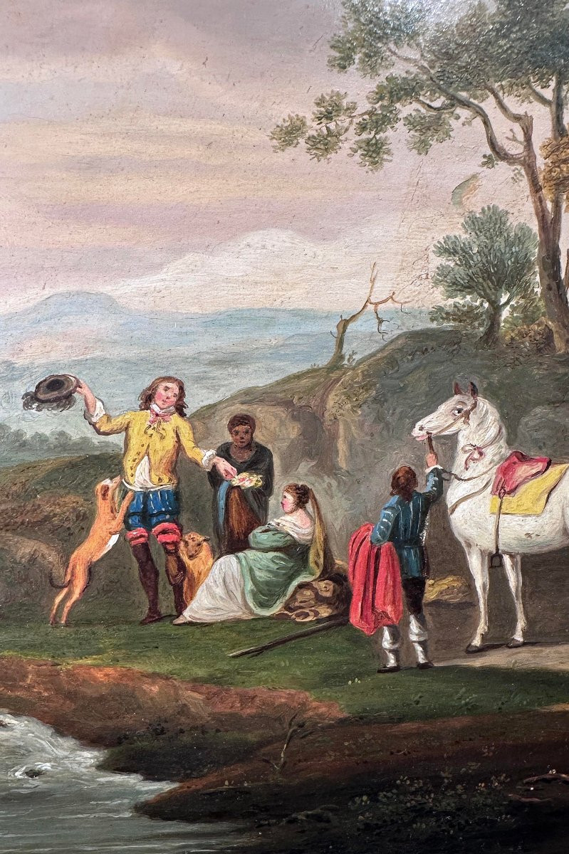 DIPINTO CON SCENA CAMPESTRE PRIMI DEL XIX SECOLO-photo-4