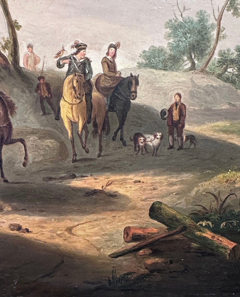 DIPINTO CON SCENA CAMPESTRE PRIMI DEL XIX SECOLO-photo-2