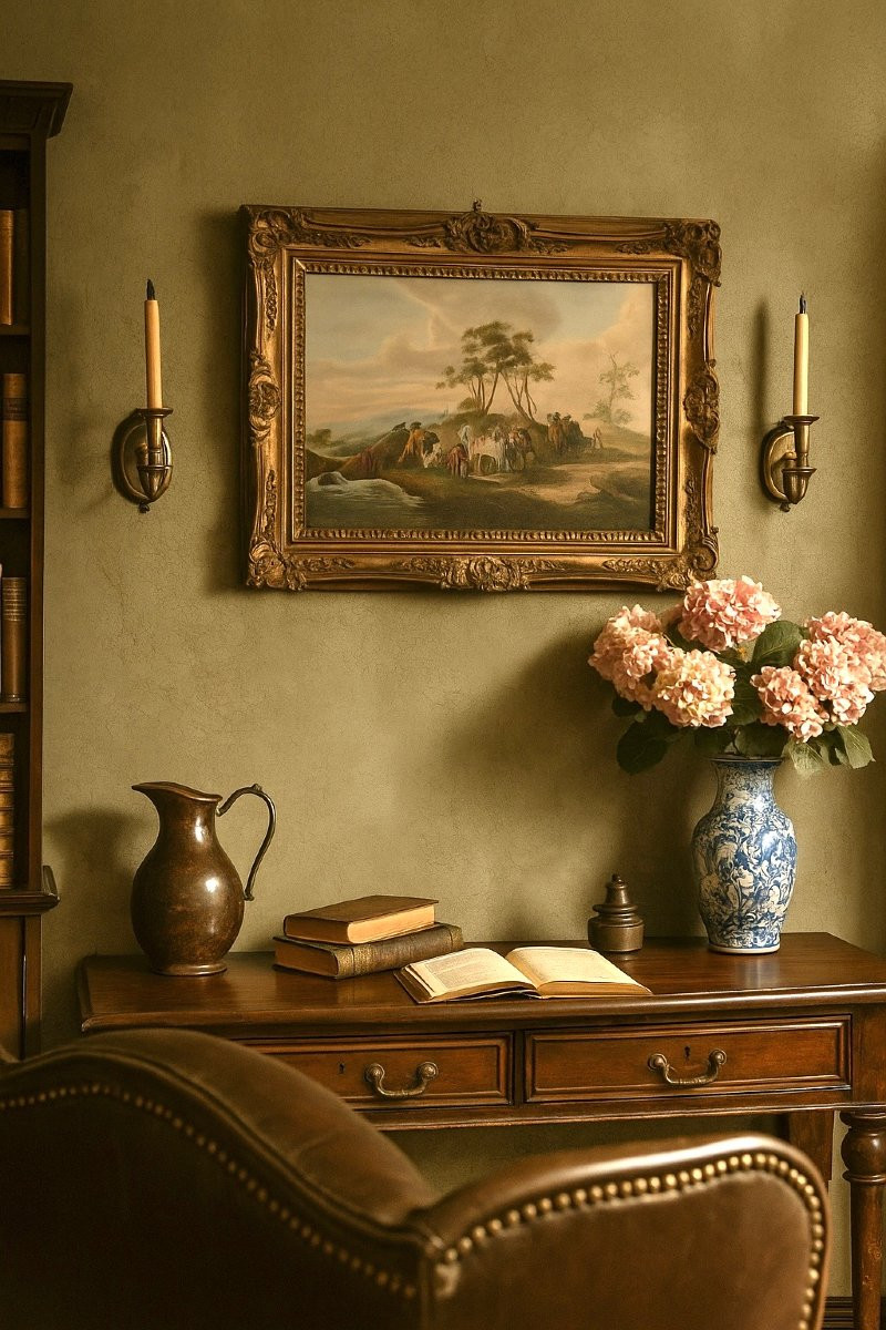 DIPINTO CON SCENA CAMPESTRE PRIMI DEL XIX SECOLO-photo-6